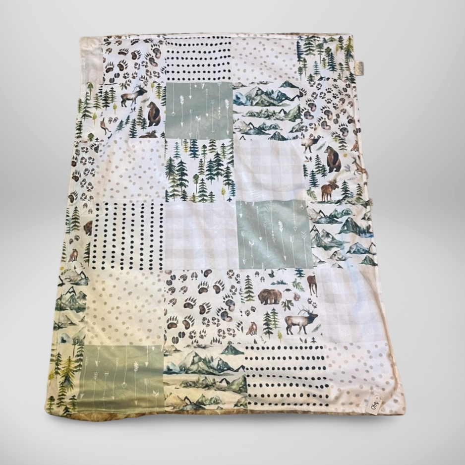 Sage green woodland Baby Blanket