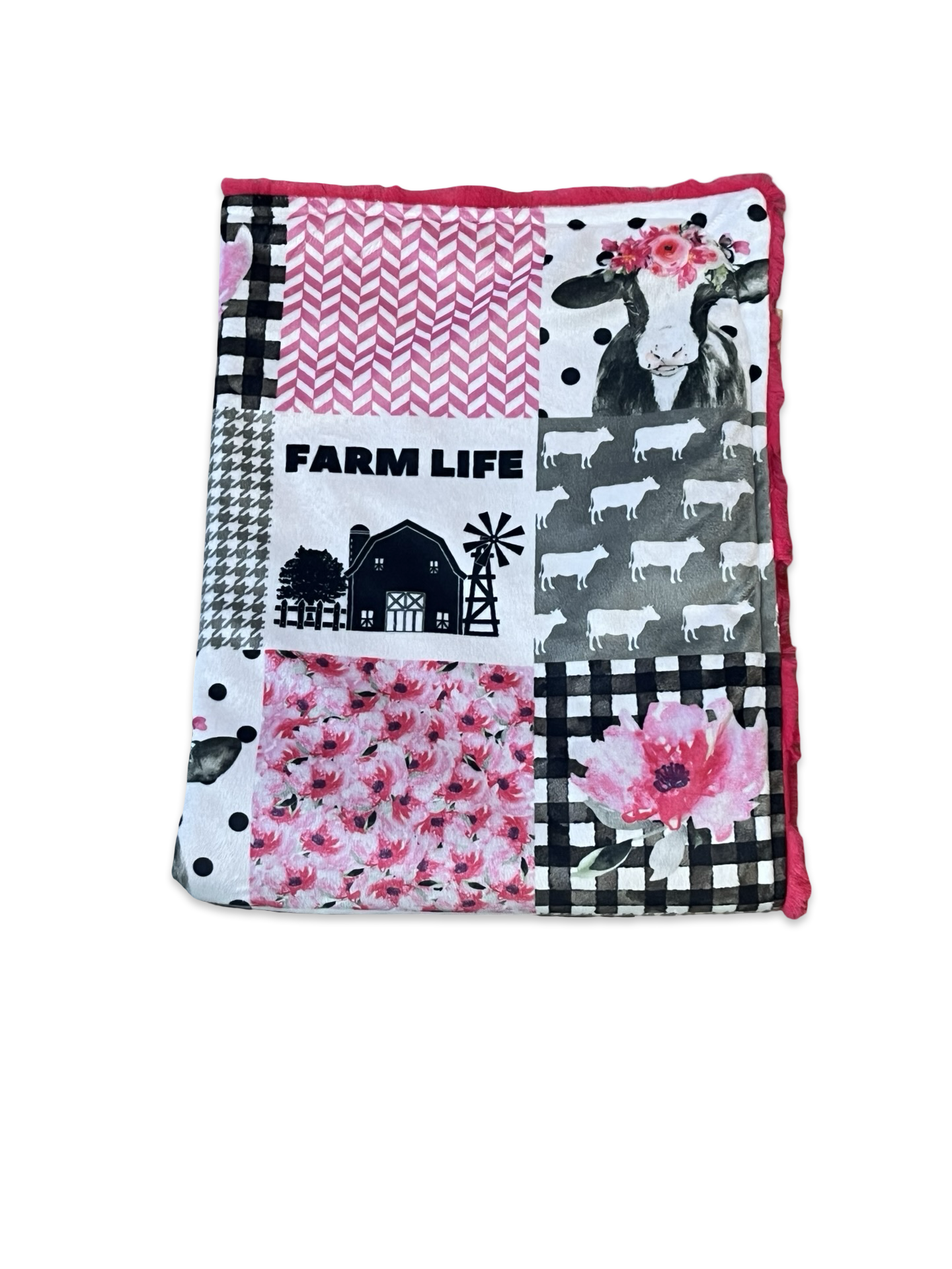 Farm Life Cows Pink Blanket