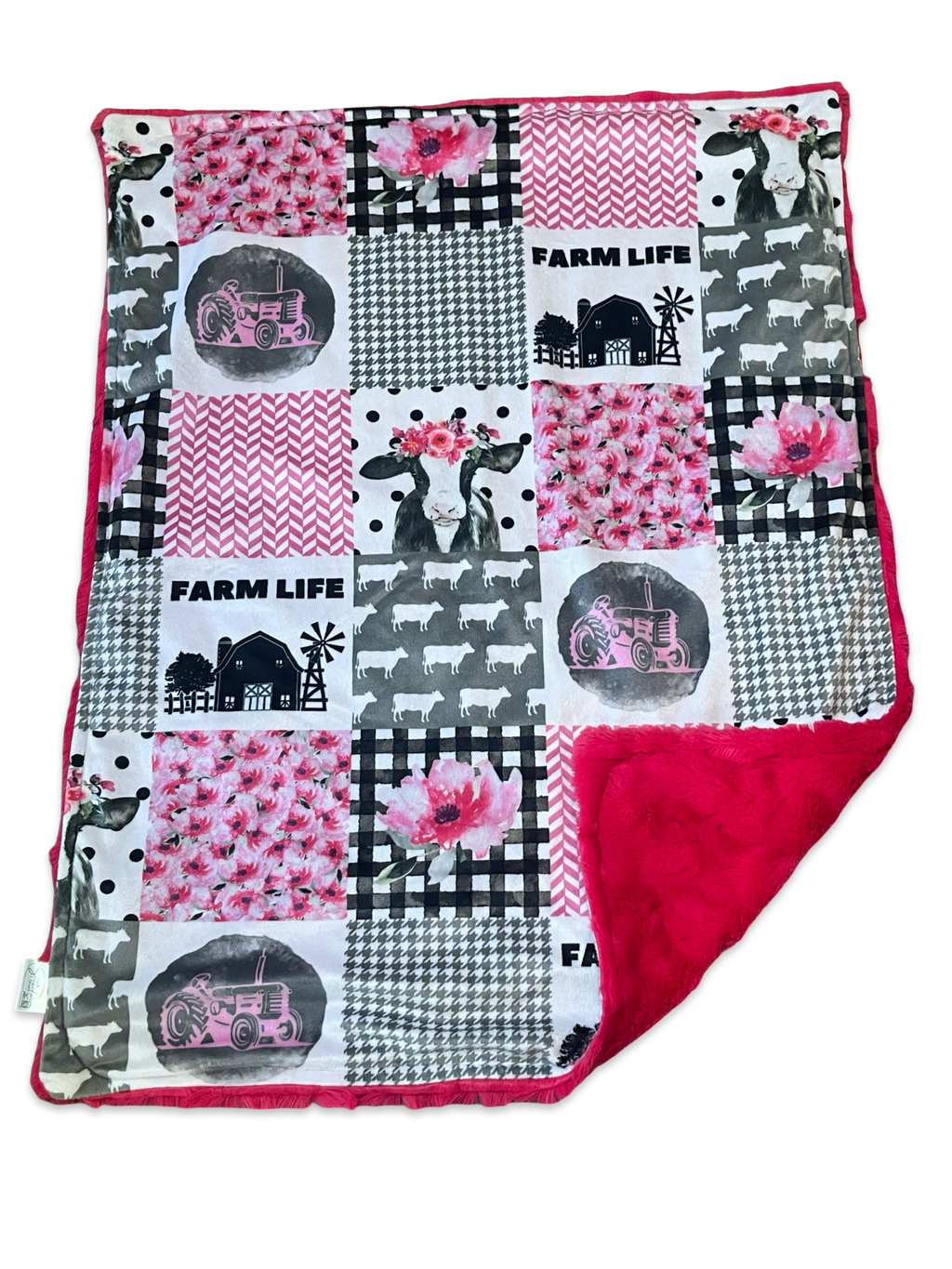 Farm Life Cows Pink Blanket