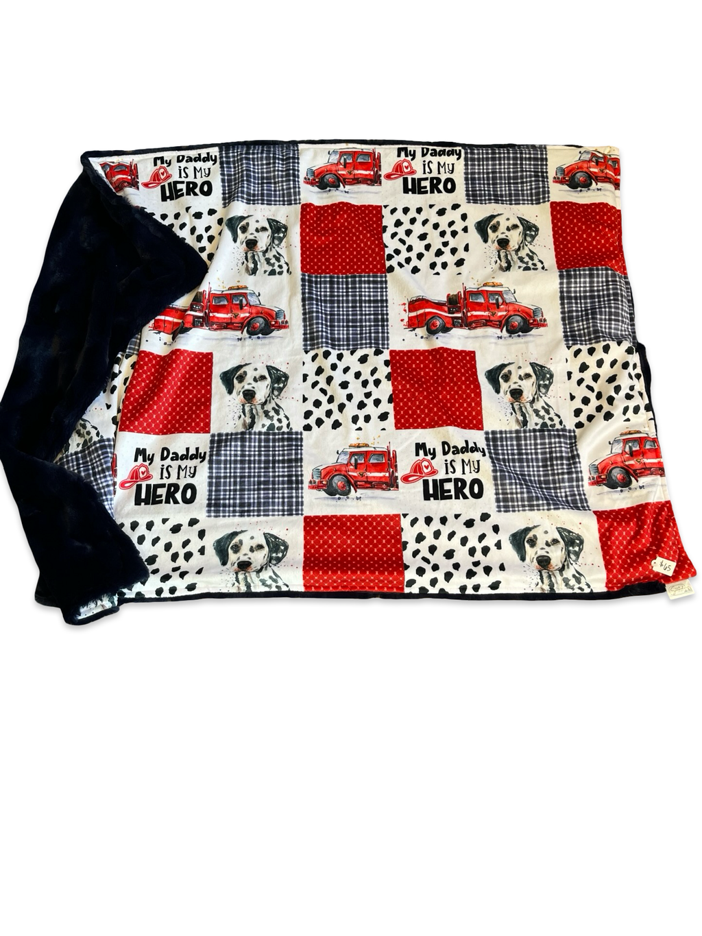 Firemen dog/ trucks/ navy back