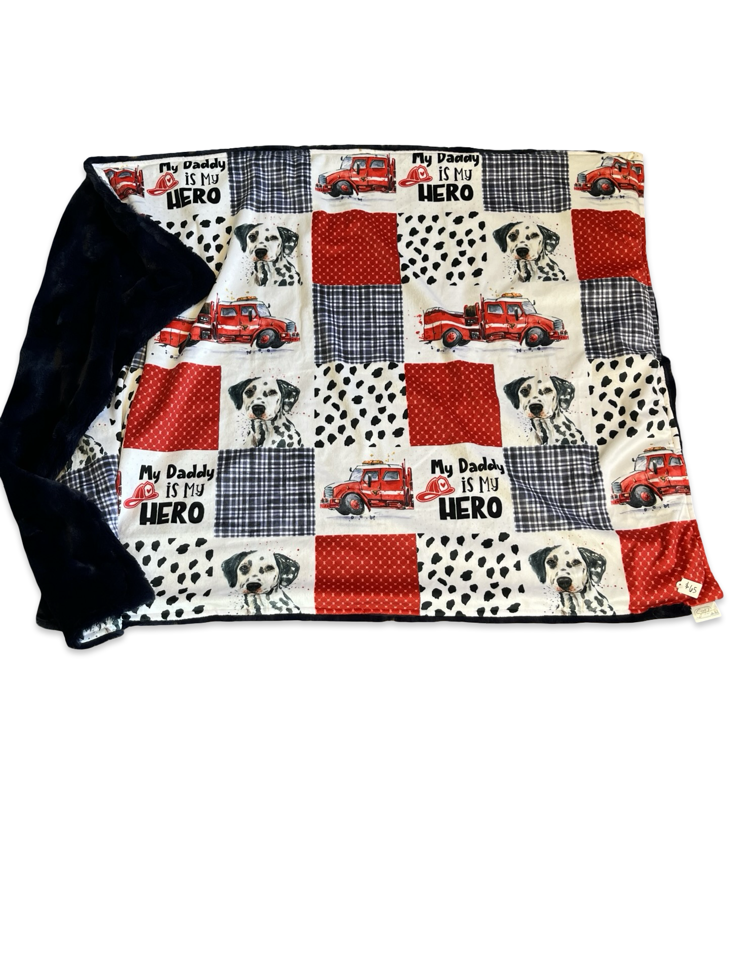 Firemen dog/ trucks/ navy back
