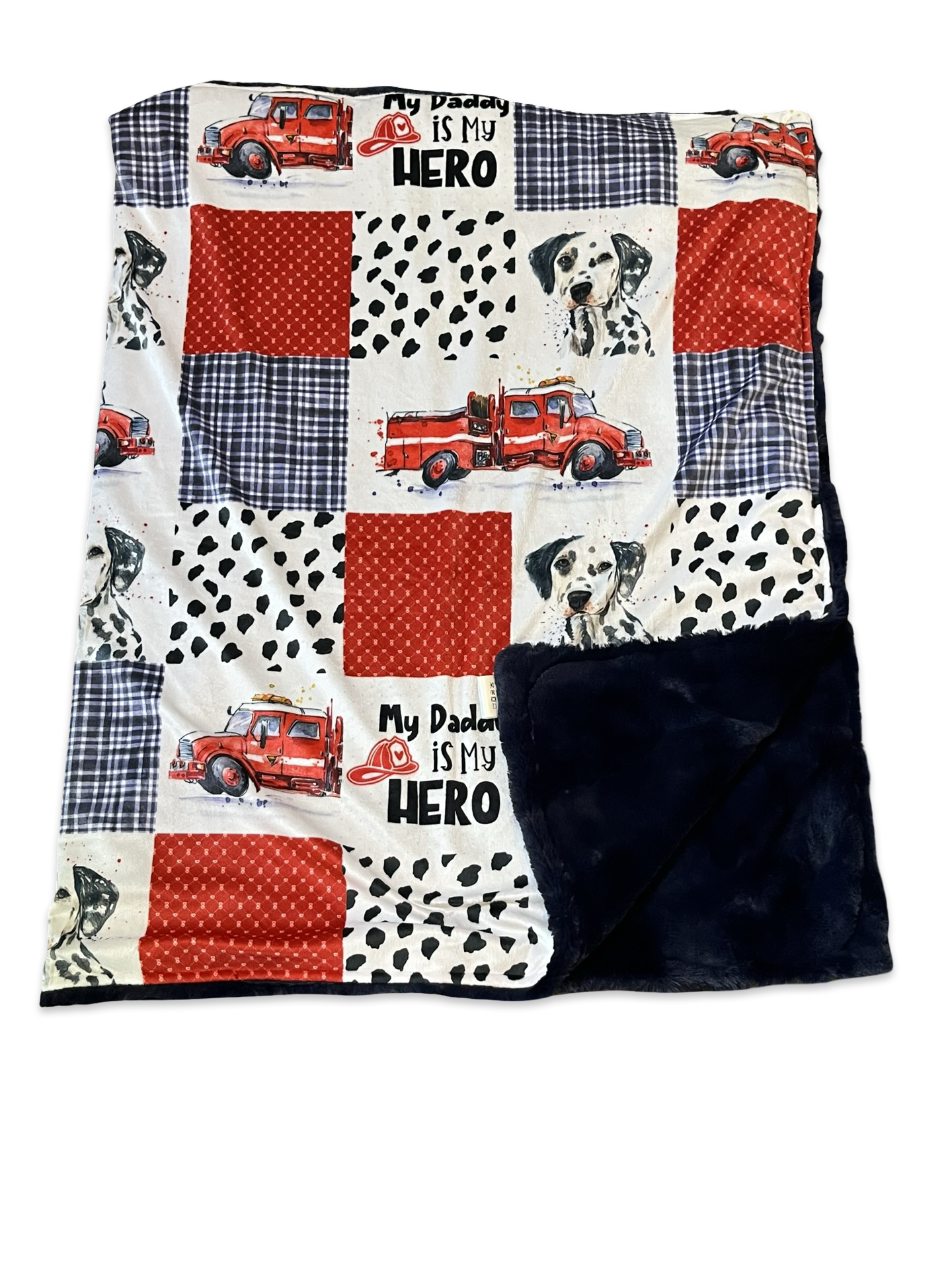 Firemen dog/ trucks/ navy back
