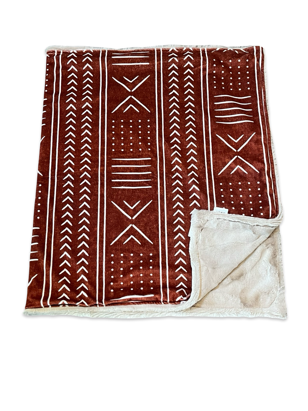 Mud cloth rust color cream back