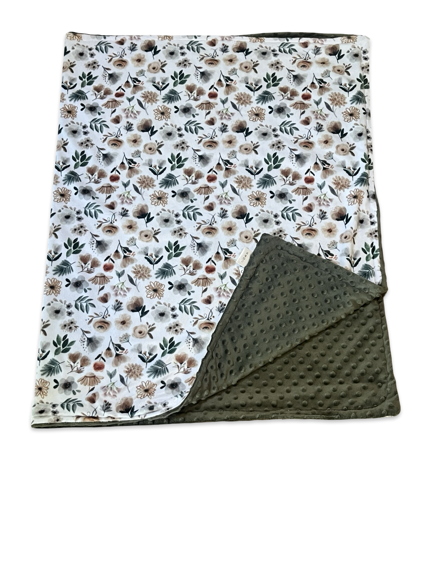 Floral woodland green Swiss dot