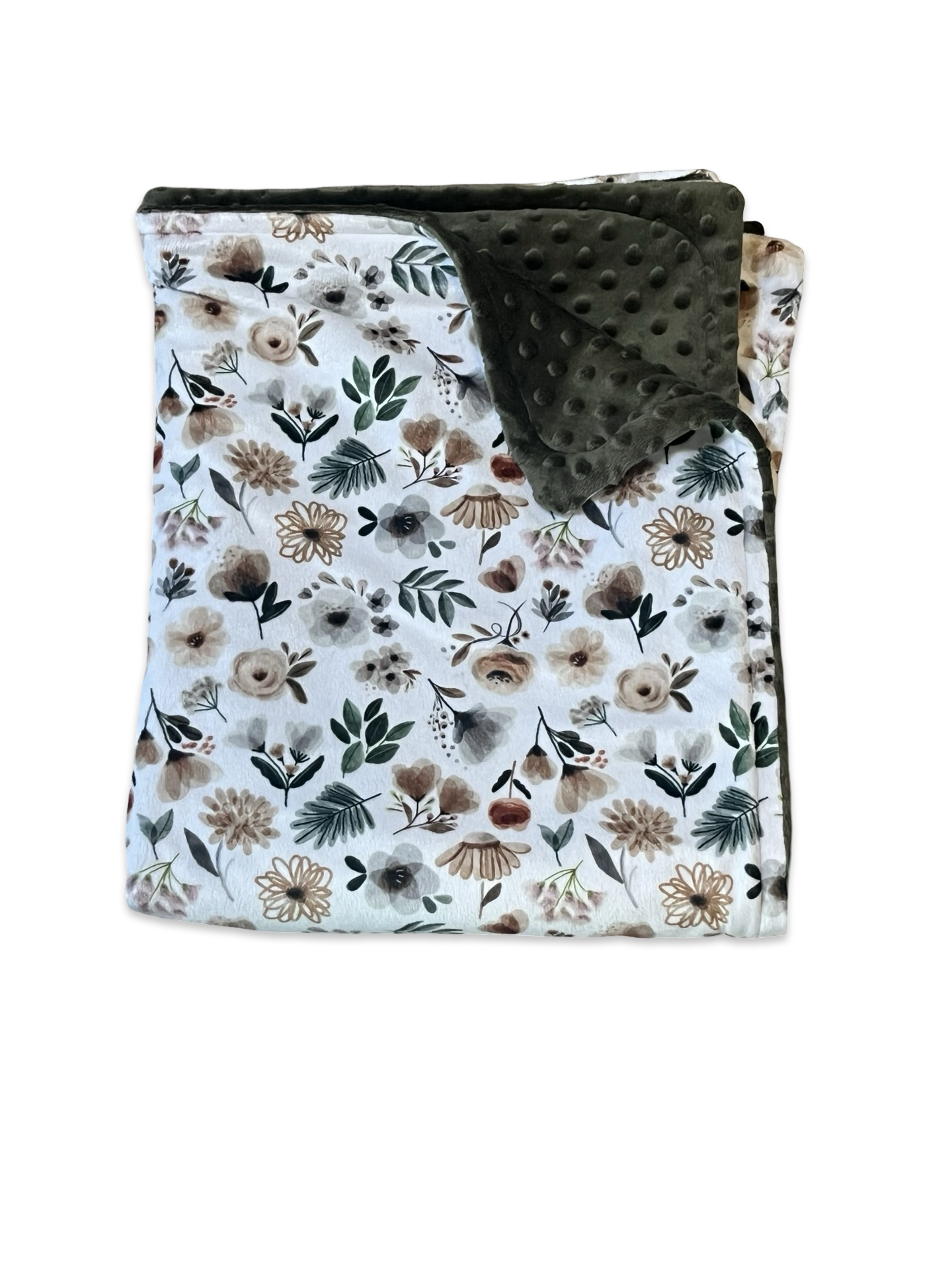Floral woodland green Swiss dot